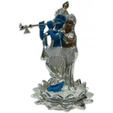 Radha Krishna Idol ( Terracotta Silver Plated)